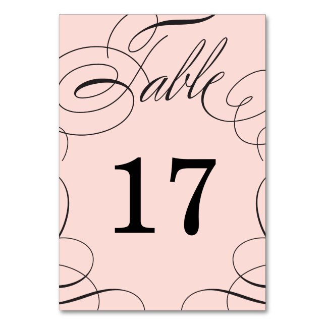 Classic Swash Wedding Table Number Card (Front)