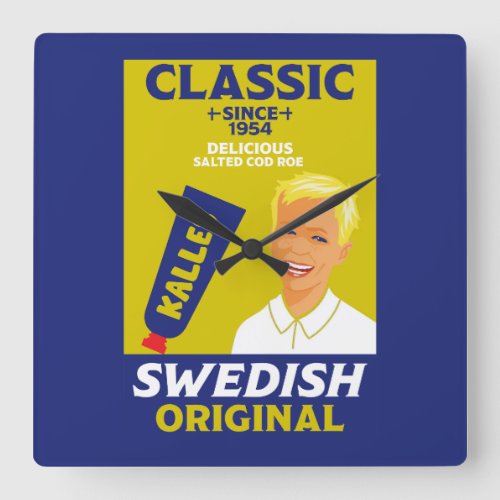 Classic Swedish Foods Square Wall Clock