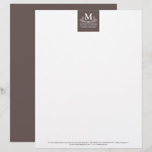Classic Swirl Ornament Initial on Rustic Brown Letterhead
