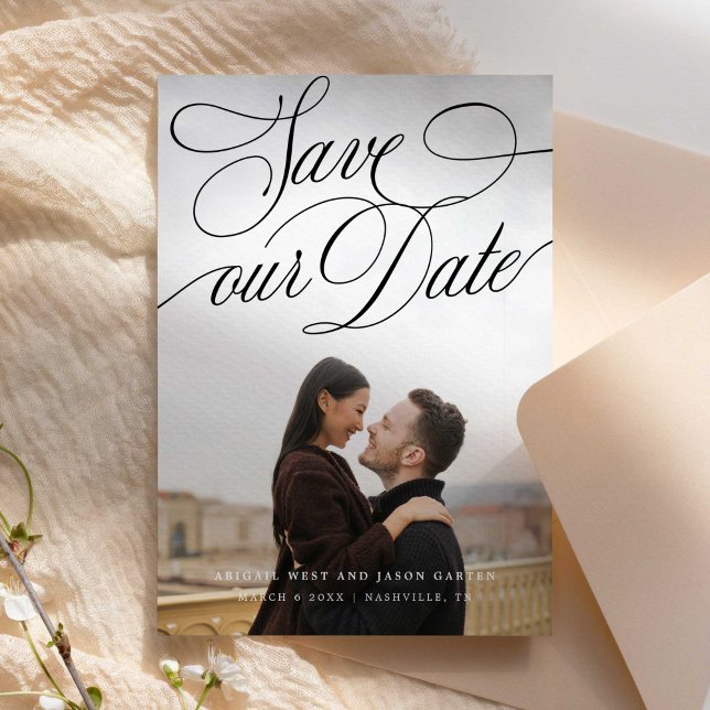 Classic Swooping Calligraphy Save The Date (Creator Uploaded)
