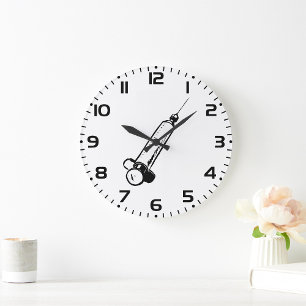 Classic Syringe Sketch Medical Equipment Large Clock