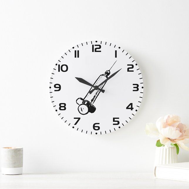 Classic Syringe Sketch Medical Equipment Large Clock (Creator Uploaded)