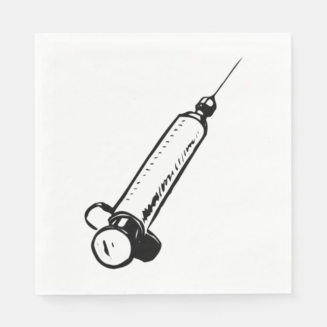 Classic Syringe Sketch Medical Equipment Napkins (Front)