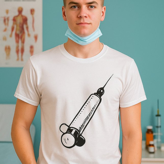 Classic Syringe Sketch Medical Equipment T-Shirt (Creator Uploaded)