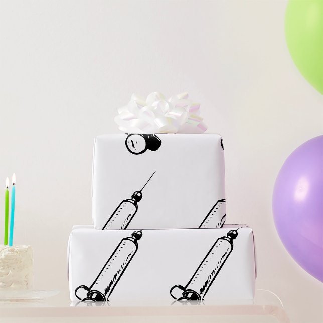 Classic Syringe Sketch Medical Equipment Wrapping Paper (Creator Uploaded)