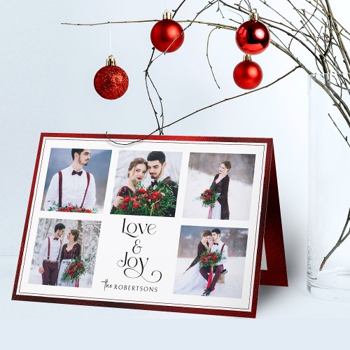 Classic Tailored Love  Joy Typography 5_Photo Holiday Card