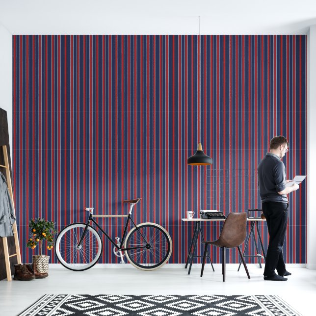 Classic Tailored Pinstripe Vertical Line Pattern Wallpaper (Living Room)