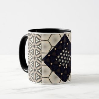 Classic Tan Brown Black Diagonal Pattern Design Mug