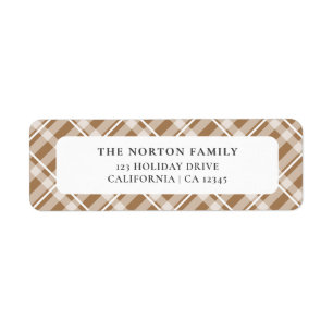 Classic Tan Brown Tartan Plaid Farmhouse Family Label
