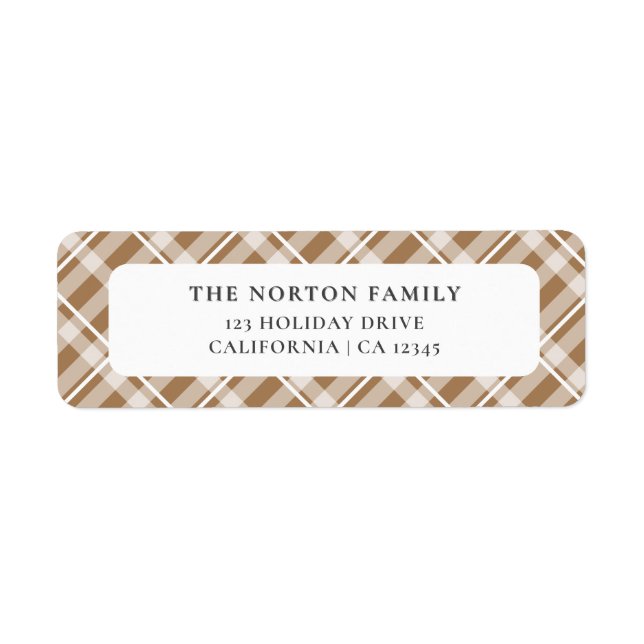 Classic Tan Brown Tartan Plaid Farmhouse Family  Label (Front)