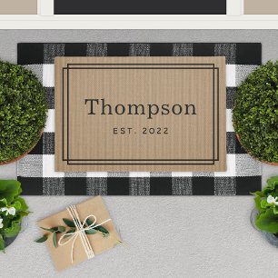 Classic Tan Family Last Name Established Doormat