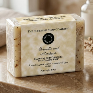 Classic Tan Parchment Soap Packaging Label w Logo