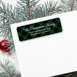 Classic Tartan Blue Green Plaid Return Address Label