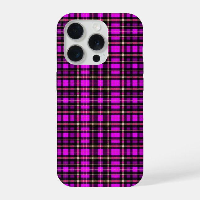Classic Tartan Check Burst ✨ Vibrant Plaid Fabric iPhone Case (Back)