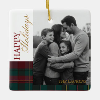Classic Tartan Family Holiday Ceramic Ornament