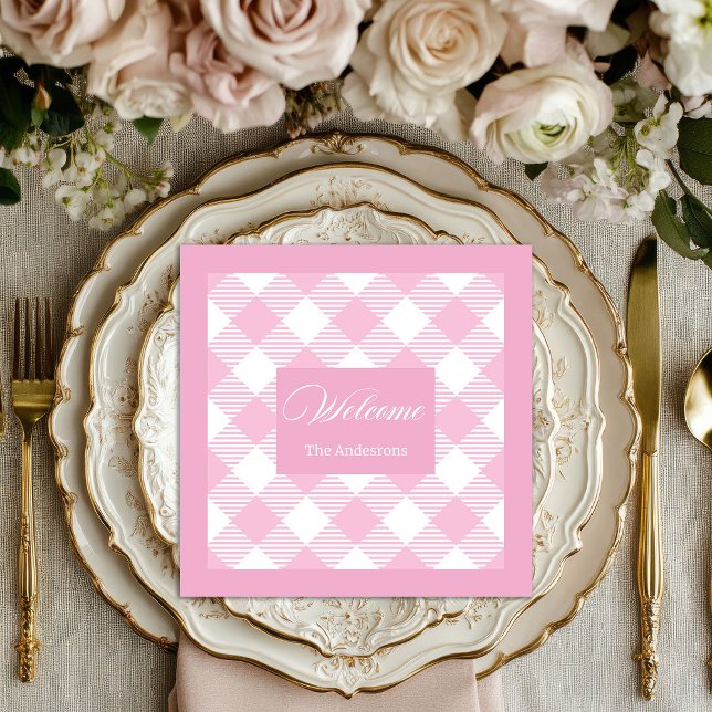 Classic Tartan Napkins Personalized Pink Style (Classic Tartan Napkins Personalized Pink Style)
