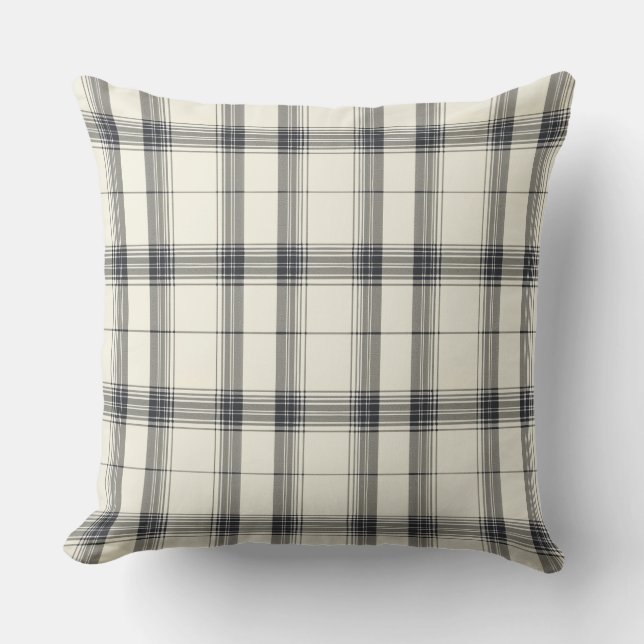 Classic Tartan Neutral  Throw Pillow (Front)
