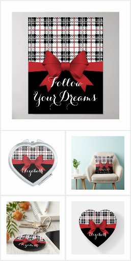 Classic Tartan Plaid and Red Ribbon Gifts for Her