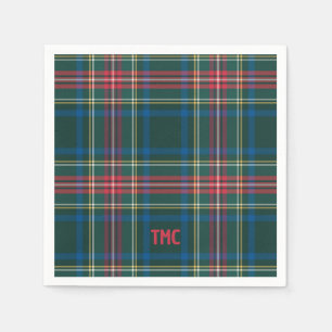 Classic Tartan Plaid Christmas Initials Preppy Napkins