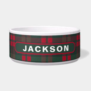 Classic Tartan Plaid Custom Dog Name Bowl