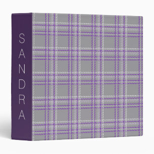 Classic tartan plaid. Gray, lilac 3 Ring Binder