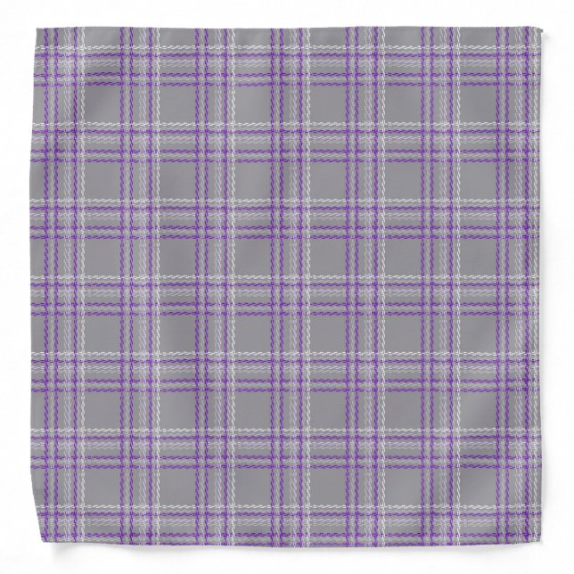 Classic tartan plaid. Gray, lilac Bandana (Front)
