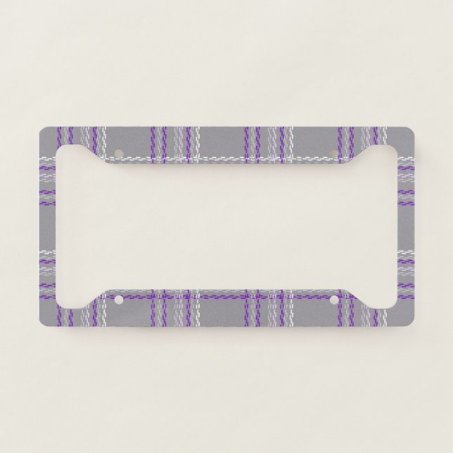 Classic tartan plaid. Gray, lilac License Plate Frame (Front)