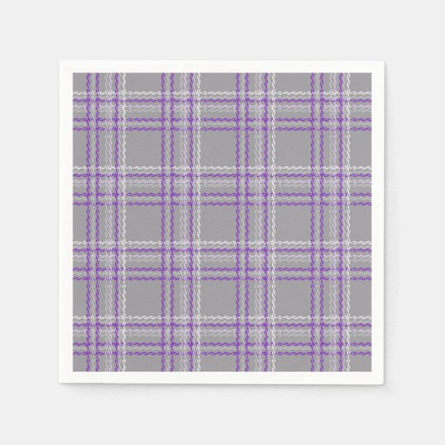 Classic tartan plaid. Gray, lilac Napkins (Front)