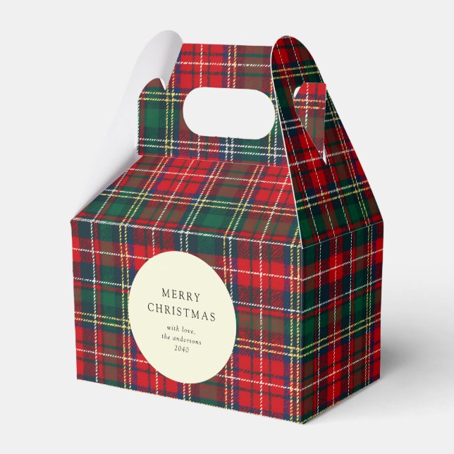 Classic Tartan Plaid Holiday Cookie Favor Boxes (Front Side)