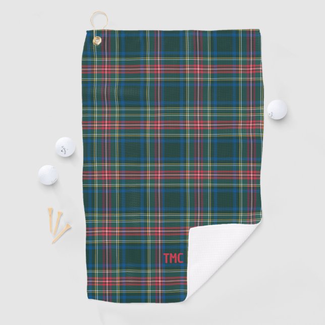 Classic Tartan Plaid Initials Preppy Chic Timeless Golf Towel (InSitu)