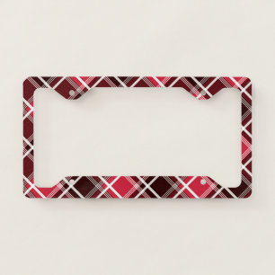 Classic Tartan Plaid Red Black Custom License Plate Frame