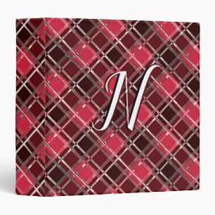 Classic Tartan Plaid Red Black Monogram Custom 3 Ring Binder