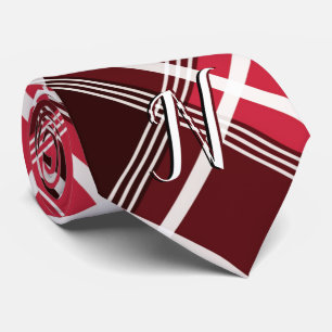 Classic Tartan Plaid Red Black Monogram Custom Neck Tie
