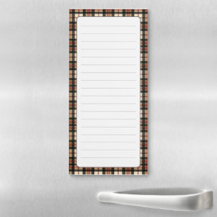 Classic Tartan Plaid Red Black Tan Refrigerator Magnetic Notepad