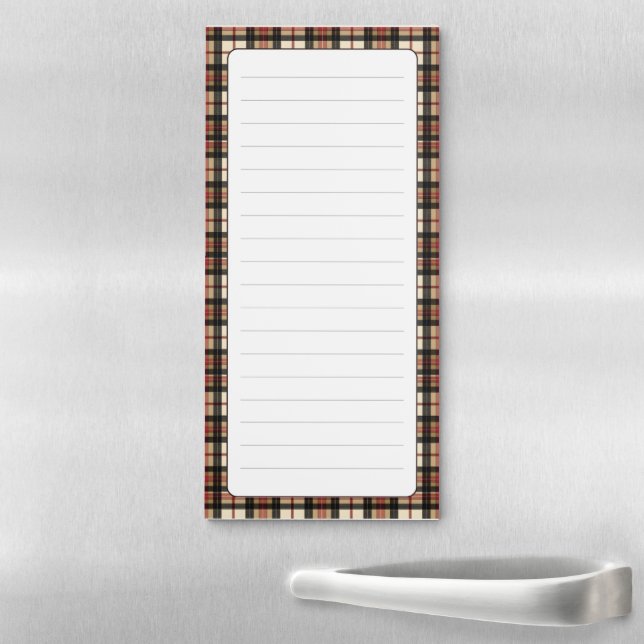 Classic Tartan Plaid Red Black Tan Refrigerator  Magnetic Notepad (In Situ)