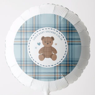 Classic Tartan Plaid Teddy Bear, Baby Boy Shower  Balloon