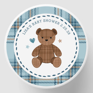 Classic Tartan Plaid Teddy Bear, Baby Boy Shower Mini Candle Favors