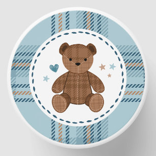 Classic Tartan Plaid Teddy Bear, Baby Boy Shower Mini Candle Favors