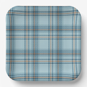 Classic Tartan Plaid Teddy Bear, Baby Boy Shower Paper Plates
