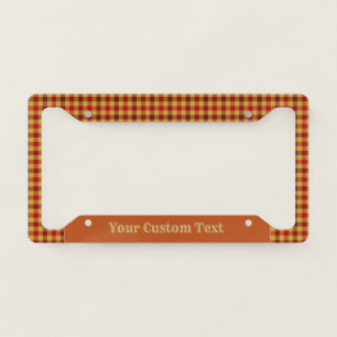 Classic Tartan Red Gold Scottish Pattern Custom License Plate Frame