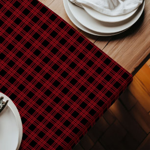 Classic Tartan Runner Red Black for Rustic Homes