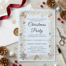 Classic Tartan Script Christmas Party Invitation