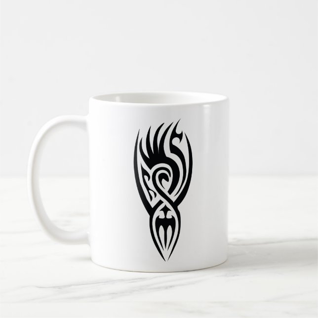Classic Tattoo Inspired Line Art Design Coffee Mug (Left)