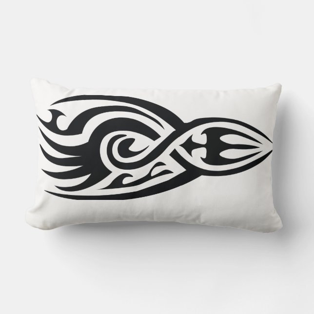 Classic Tattoo Inspired Line Art Design Lumbar Pillow (Front)