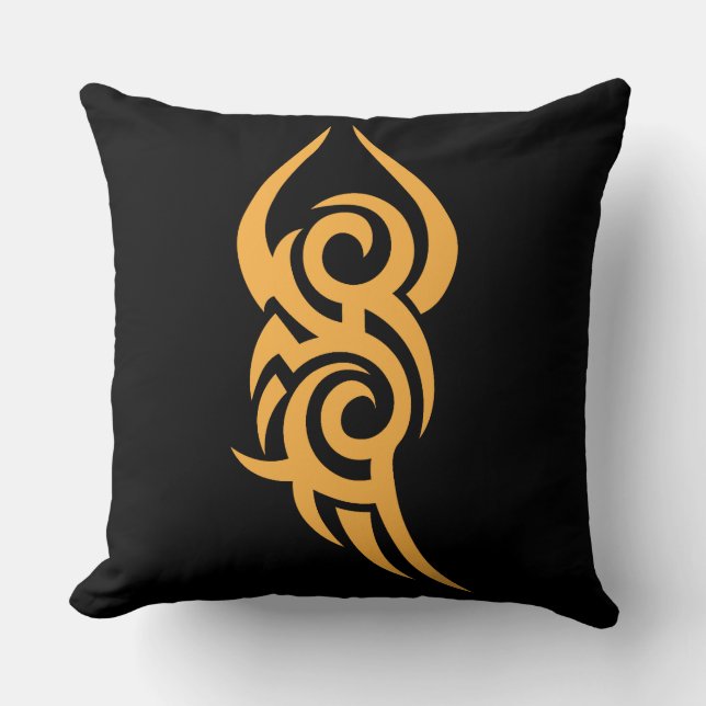 Classic Tattoo Inspired Line Art Design Throw Pillow (Front)