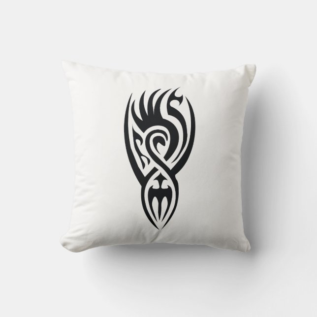 Classic Tattoo Inspired Line Art Design Throw Pillow (Front)