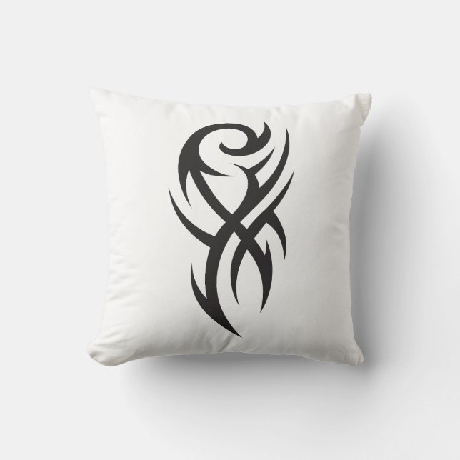 Classic Tattoo Inspired Line Art Design Throw Pillow (Front)