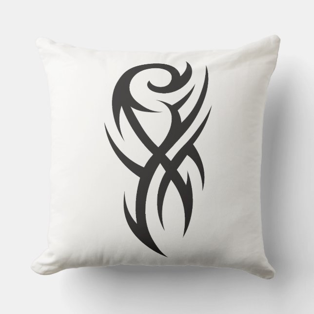 Classic Tattoo Inspired Line Art Design Throw Pillow (Front)