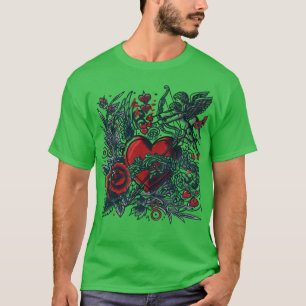 Classic Tattoo Love: Heart & Cupid T-Shirt Design