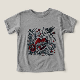 Classic Tattoo Love: Heart & Cupid T-Shirt Design Toddler T-shirt